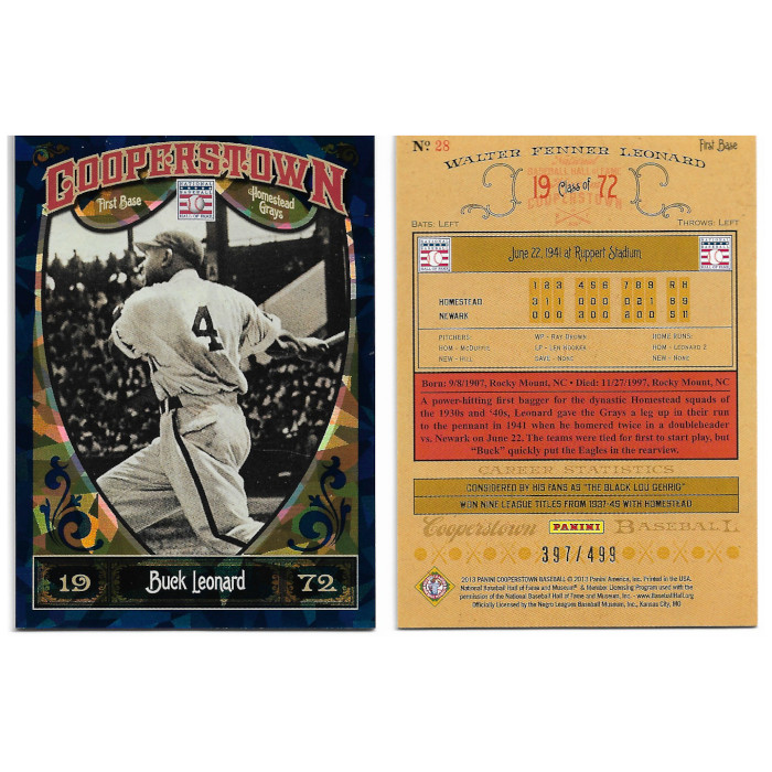 Buck Leonard 2013 Panini Cooperstown Blue Crystal # 28 Ltd Ed of 499