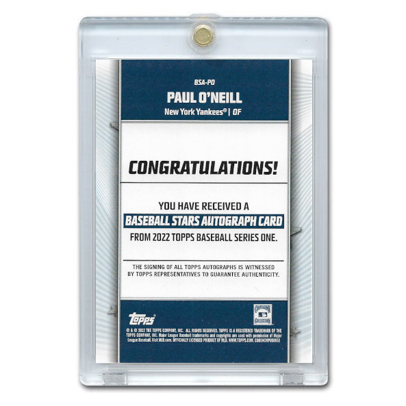 Paul O'Neill Autographed Card 2022 Topps Baseball Stars #BSA-PO