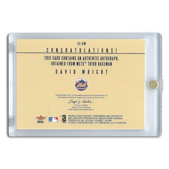 David Wright Autographed Card 2005 Flair Significant Signings # SS-DW Ltd Ed of 250