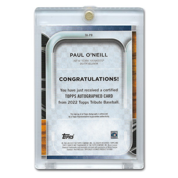 Paul O'Neill Autographed Card 2022 Topps Tribute Green Ltd Ed of 99