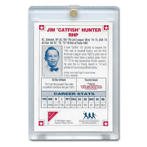 Catfish Hunter Autographed Card 1993 Nabisco All-Star Legends