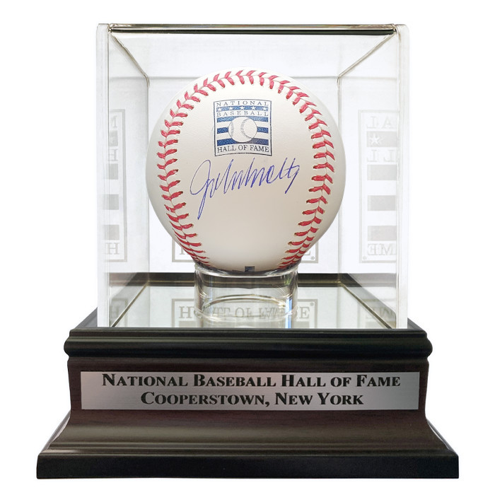 John Smoltz Autographed Hall of Fame Logo Baseball with HOF Case (Beckett) John Smoltz Autographed Hall of Fame Logo Baseball with HOF Case (Beckett)