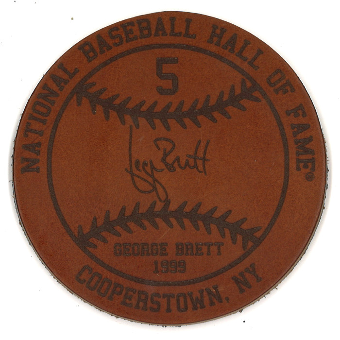 George Brett Baseball Hall of Fame 1999 Inductee Leather Engraved Coaster