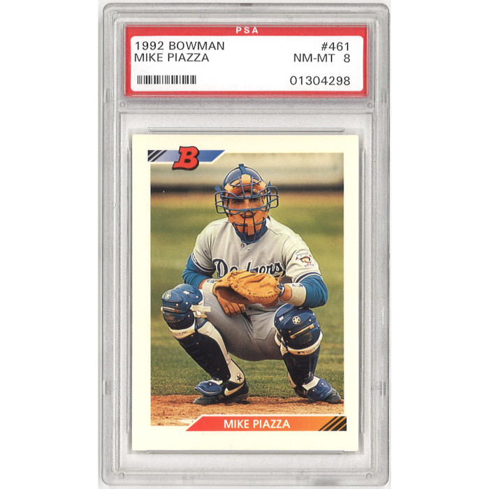 Mike Piazza Los Angeles Dodgers 1992 Bowman # 461 Rookie Card PSA 8