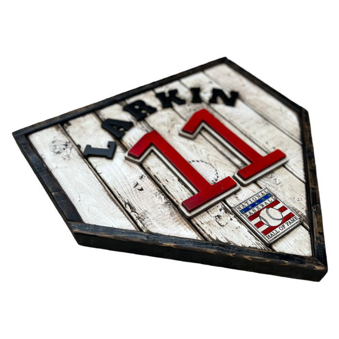 Barry Larkin Hall of Fame Vintage Distressed Wood 18.5 Inch Legacy Home Plate Ltd Ed of 250