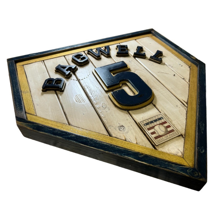 Jeff Bagwell Hall of Fame Vintage Distressed Wood 20 Inch Heritage Natural Home Plate