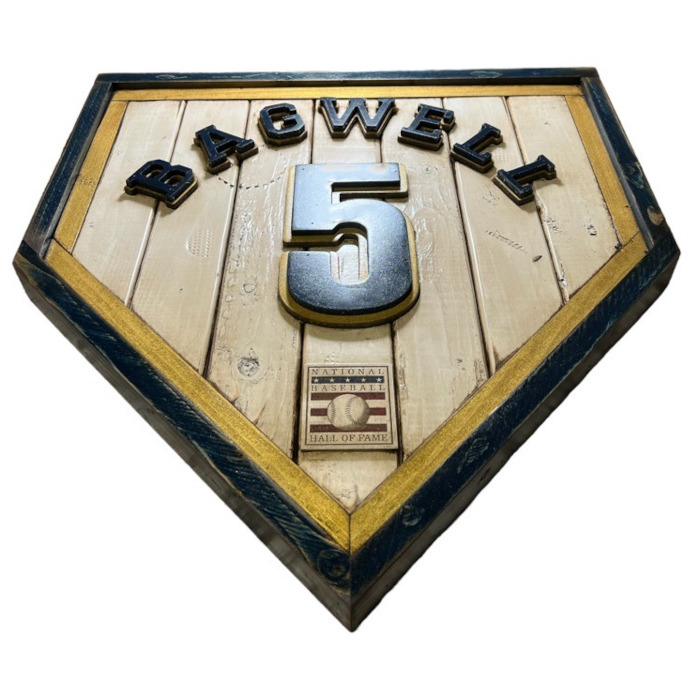 Jeff Bagwell Hall of Fame Vintage Distressed Wood 20 Inch Heritage Natural Home Plate