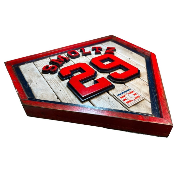 John Smoltz Hall of Fame Vintage Distressed Wood 20 Inch Heritage Natural Home Plate