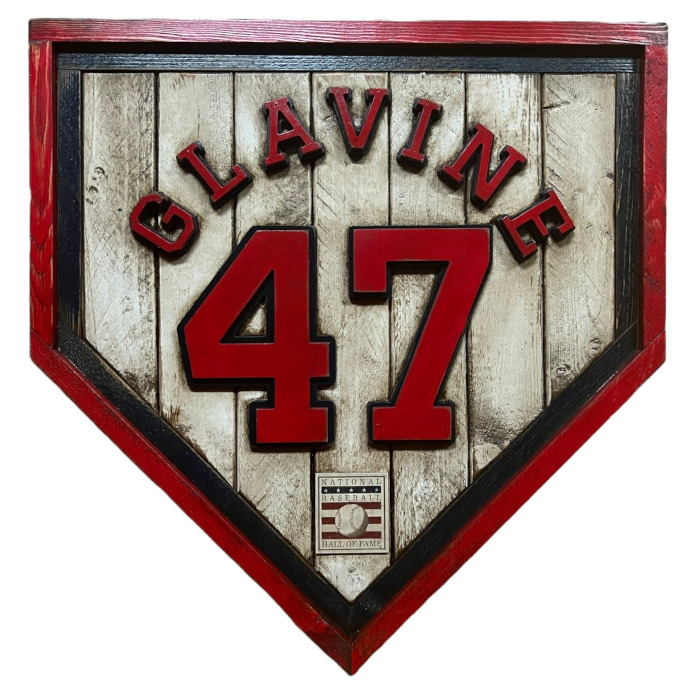 Tom Glavine Hall of Fame Vintage Distressed Wood 20 Inch Heritage Home Plate Tom Glavine Hall of Fame Vintage Distressed Wood 20 Inch Heritage Home Plate