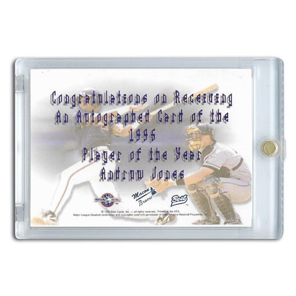 Andruw Jones Autographed Card 1996 Best Player of the Year (Horizontal)