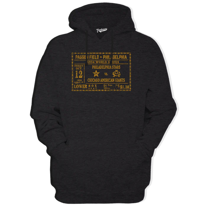 Unisex Teambrown 1934 World Series Philadelphia Stars vs. Chicago American Giants Premium Black Hooded Sweatshirt Unisex Teambrown 1934 World Series Philadelphia Stars vs. Chicago American Giants Premium Black Hooded Sweatshirt