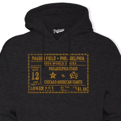 Unisex Teambrown 1934 World Series Philadelphia Stars vs. Chicago American Giants Premium Black Hooded Sweatshirt Unisex Teambrown 1934 World Series Philadelphia Stars vs. Chicago American Giants Premium Black Hooded Sweatshirt