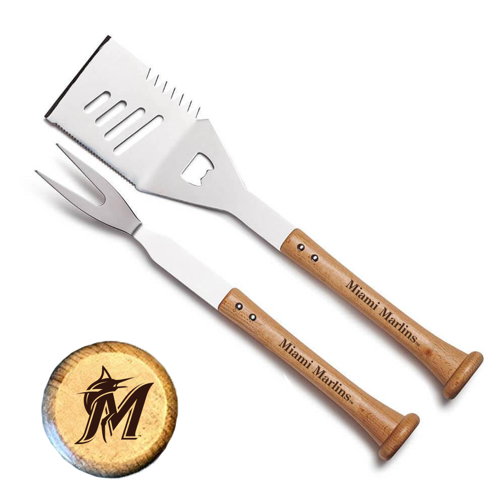 Miami Marlins Baseball BBQ 'Turn Two' Grilling Utensil Set