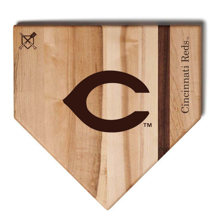 Cincinnati Reds Baseball BBQ 12" x 12" Logo Wood Cutting Board