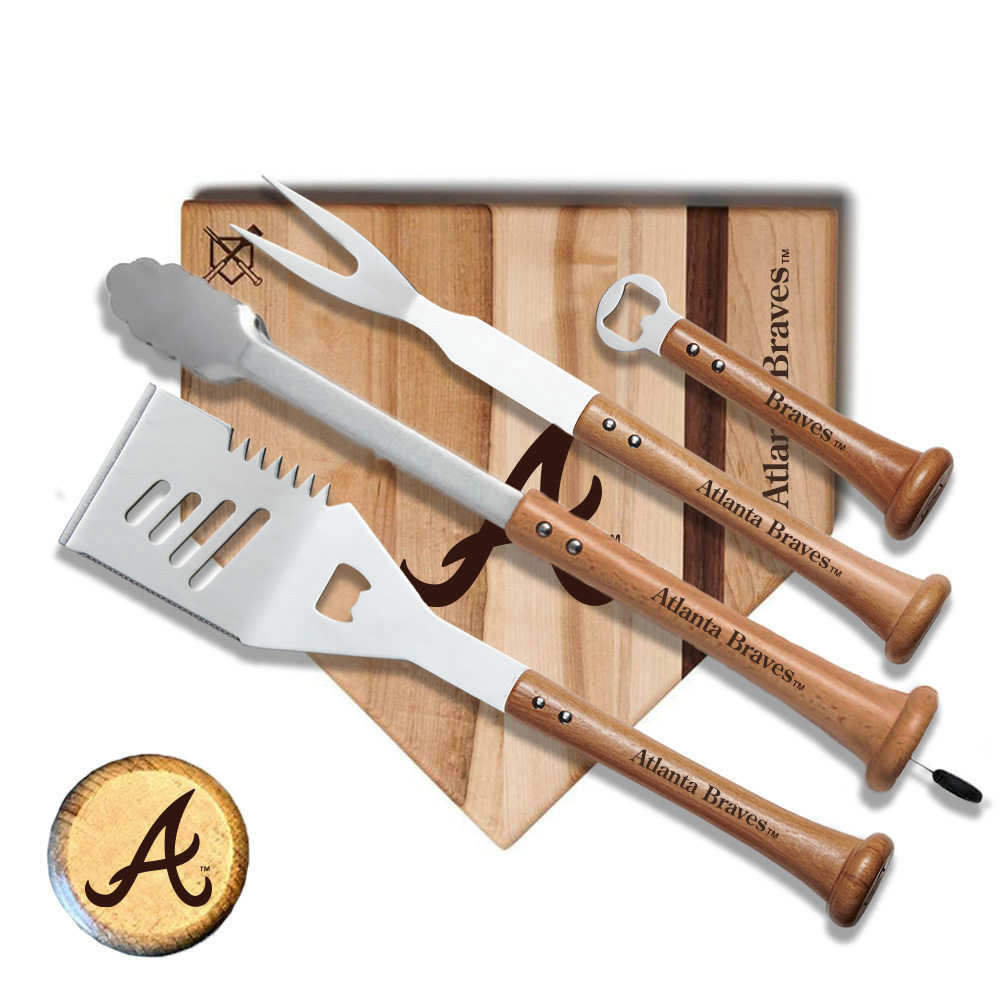 Atlanta Braves Baseball BBQ Grand Slam 12" x 12" Combo Grilling Set Atlanta Braves Baseball BBQ Grand Slam 12" x 12" Combo Grilling Set