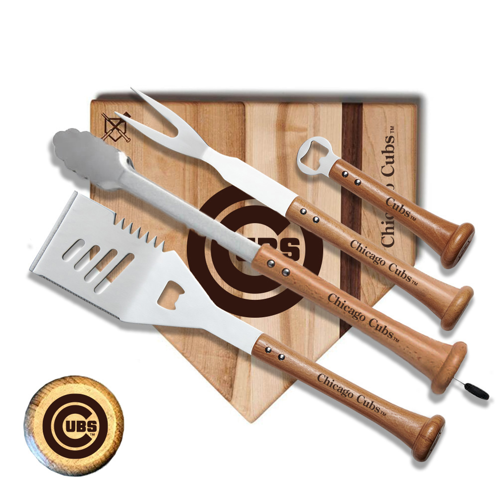 Chicago Cubs Baseball BBQ Grand Slam 12" x 12" Combo Grilling Set Chicago Cubs Baseball BBQ Grand Slam 12" x 12" Combo Grilling Set