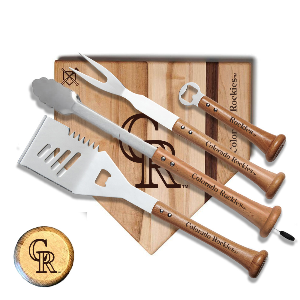 Colorado Rockies Baseball BBQ Grand Slam 12" x 12" Combo Grilling Set