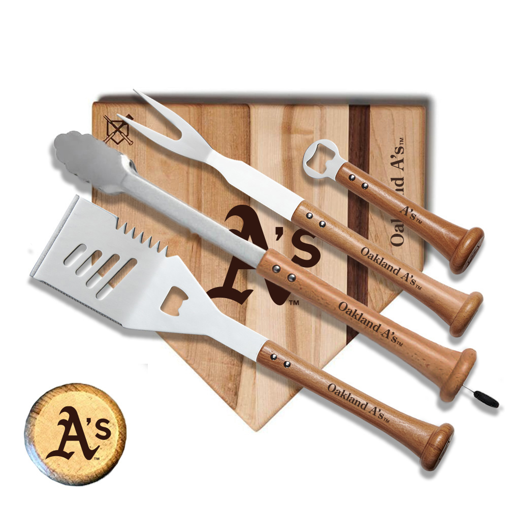 Oakland Athletics Baseball BBQ Grand Slam 12" x 12" Combo Grilling Set Oakland Athletics Baseball BBQ Grand Slam 12" x 12" Combo Grilling Set