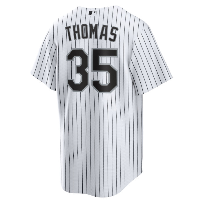 Men’s Nike Frank Thomas Chicago White Sox Cooperstown Collection Black Pinstripe Jersey