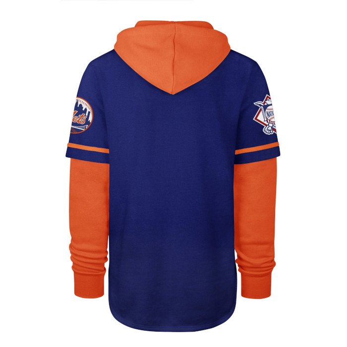 Men’s ’47 Brand New York Mets Trifecta Shortstop Royal Blue and Orange  Pullover With Hood