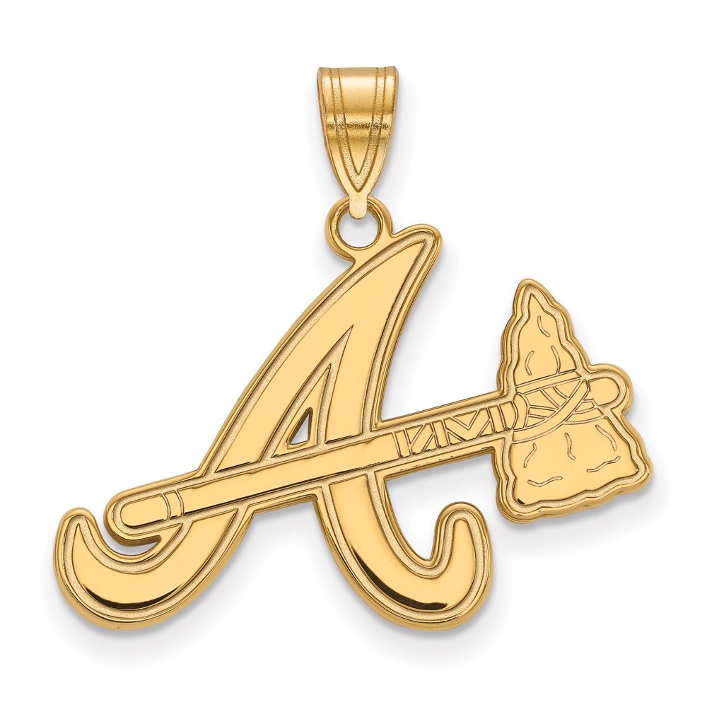 LogoArt Atlanta Braves Sterling Silver Gold Plated Logo Large Pendant