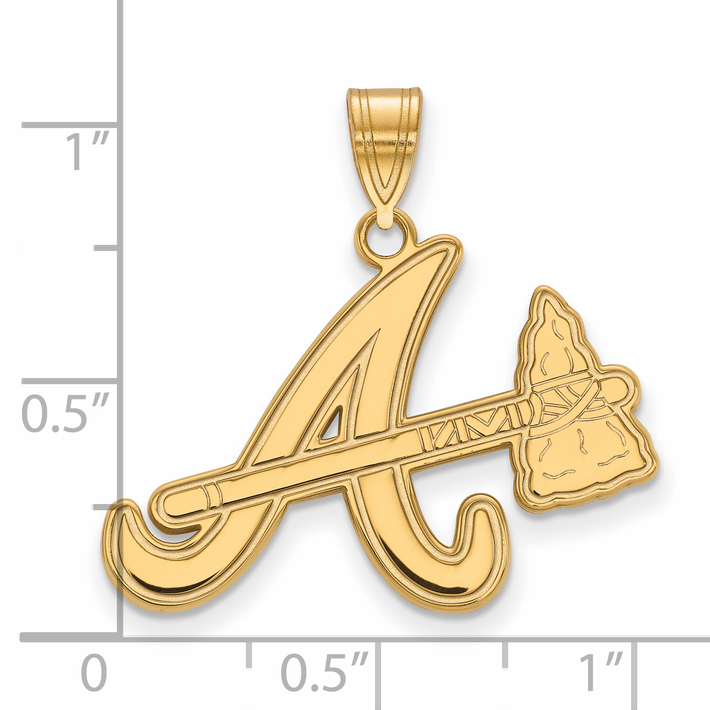 LogoArt Atlanta Braves Sterling Silver Gold Plated Logo Large Pendant