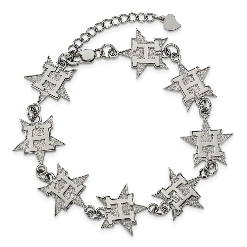 LogoArt Houston Astros 7.25 Inch Stainless Steele Logo Bracelet LogoArt Houston Astros 7.25 Inch Stainless Steele Logo Bracelet