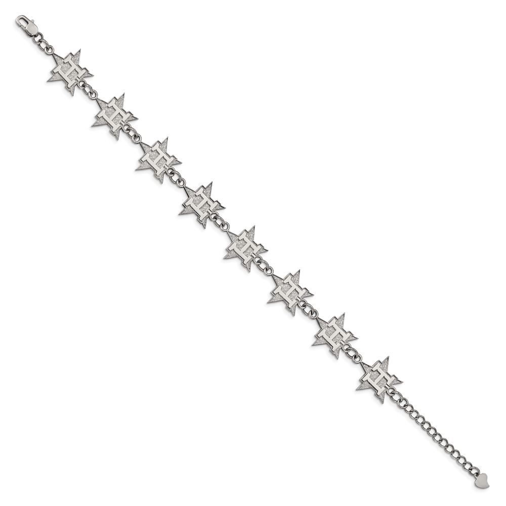 LogoArt Houston Astros 7.25 Inch Stainless Steele Logo Bracelet LogoArt Houston Astros 7.25 Inch Stainless Steele Logo Bracelet