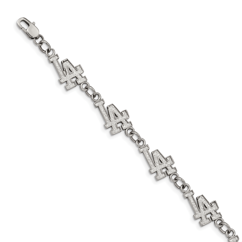 LogoArt Los Angeles Dodgers 7.25 Inch Stainless Steele Logo Bracelet