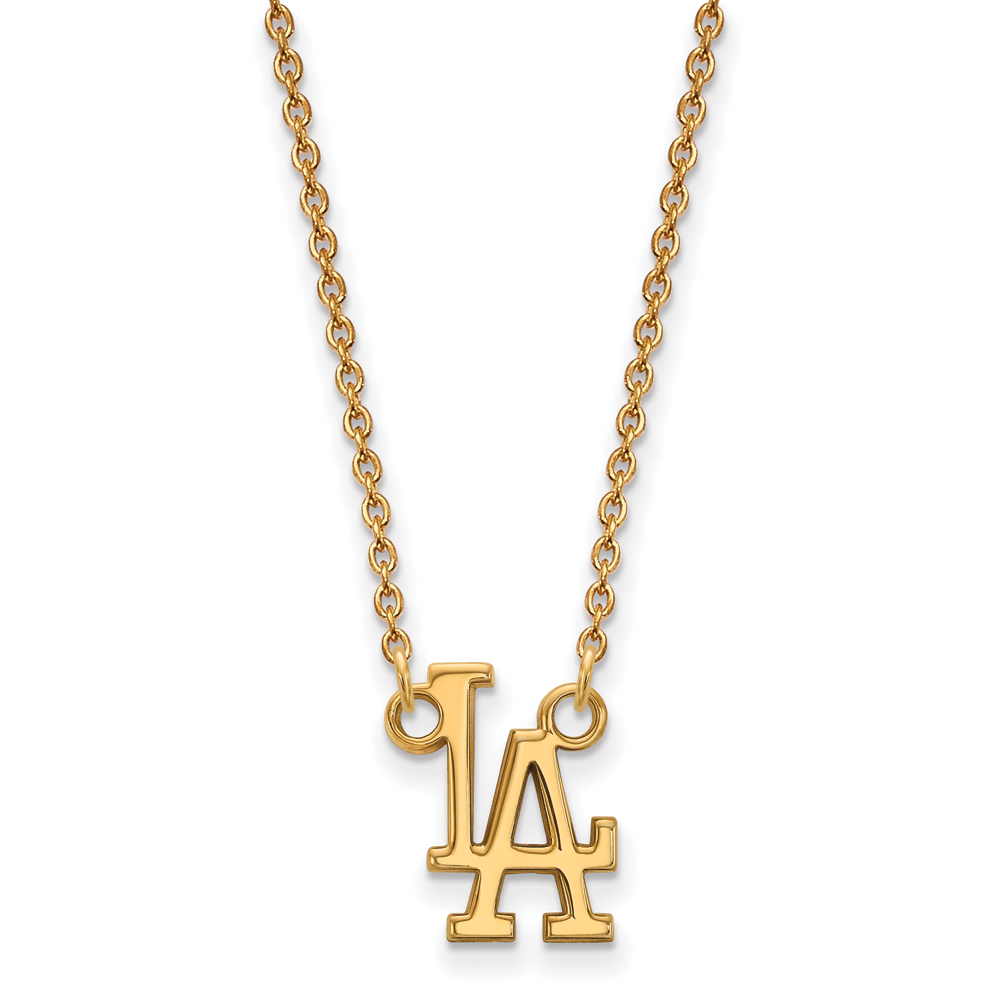 LogoArt Los Angeles Dodgers 18 Inch Sterling Silver Gold Plated Necklace with Logo Pendant