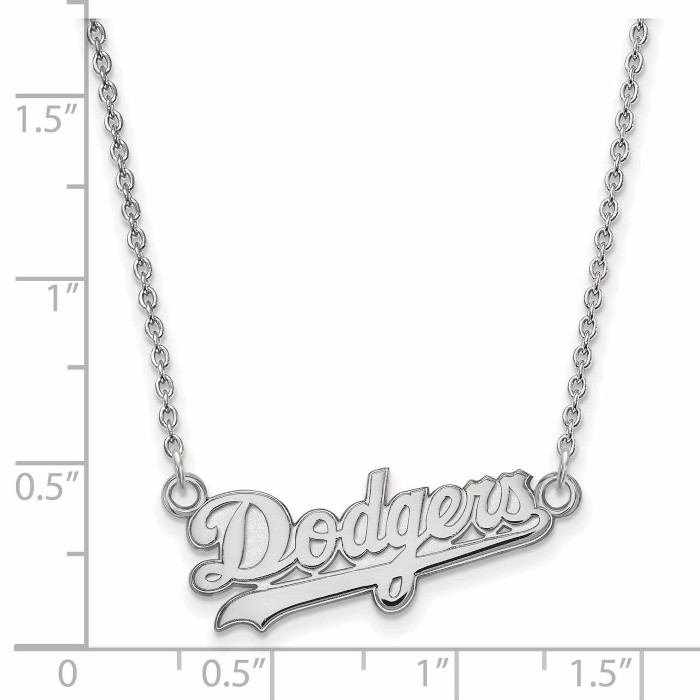 LogoArt Los Angeles Dodgers 18 Inch Sterling Silver Necklace with Script Logo Pendant LogoArt Los Angeles Dodgers 18 Inch Sterling Silver Necklace with Script Logo Pendant