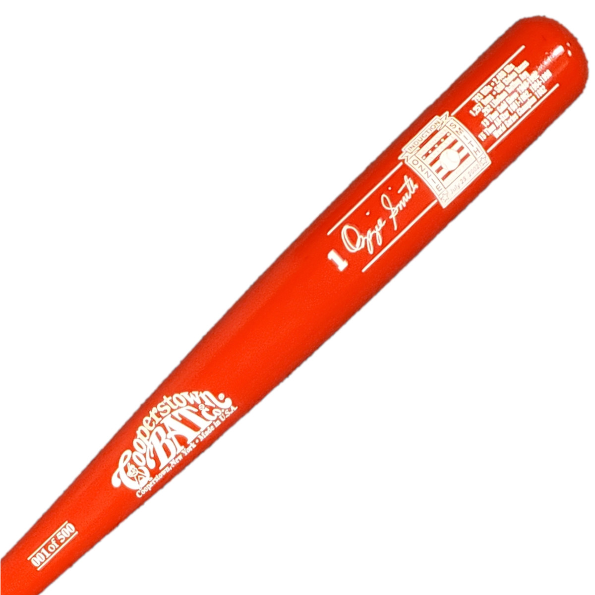 Ozzie Smith Baseball Hall of Fame 2002 Induction Limited Edition Full Size 34" Career Stat Bat