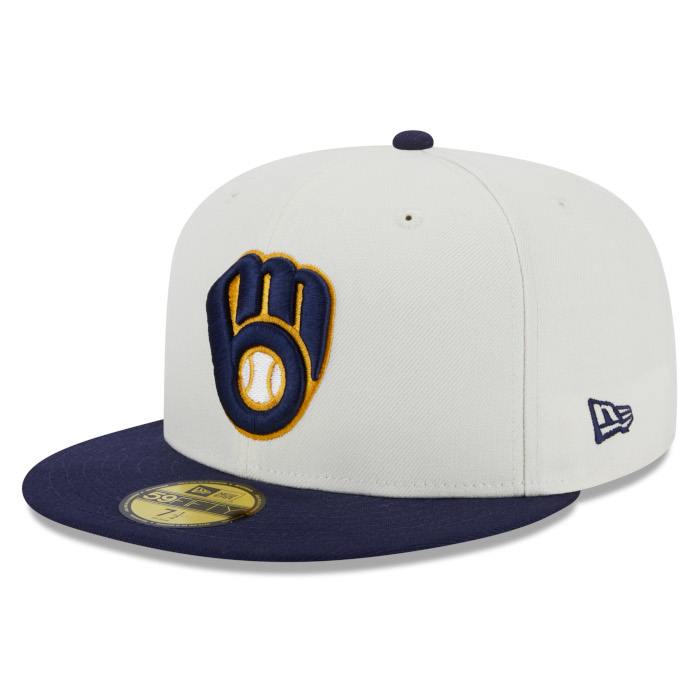 OC Sports Milwaukee Brewers Cooperstown Colorblock Flat Brim Legacy Vintage  Hat Cap Adult Men's Adjustable Yellow, One Size