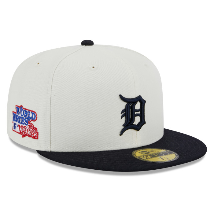 Detroit Tigers 59FIFTY White on Gray WS Fitted Cap by Vintage Detroit Collection