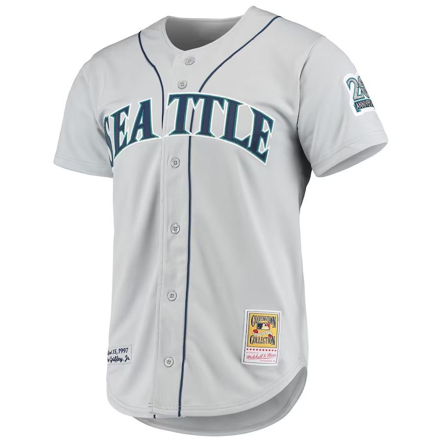 Men's Mitchell & Ness Ken Griffey Jr. 1997 Seattle Mariners 20th  Anniversary Cooperstown Collection Authentic Grey Jersey