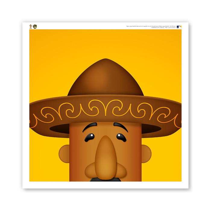 Milwaukee Brewers Chorizo Minimalist MLB Mascots Collection 12 x 12 Fine Art Print by artist S. Preston