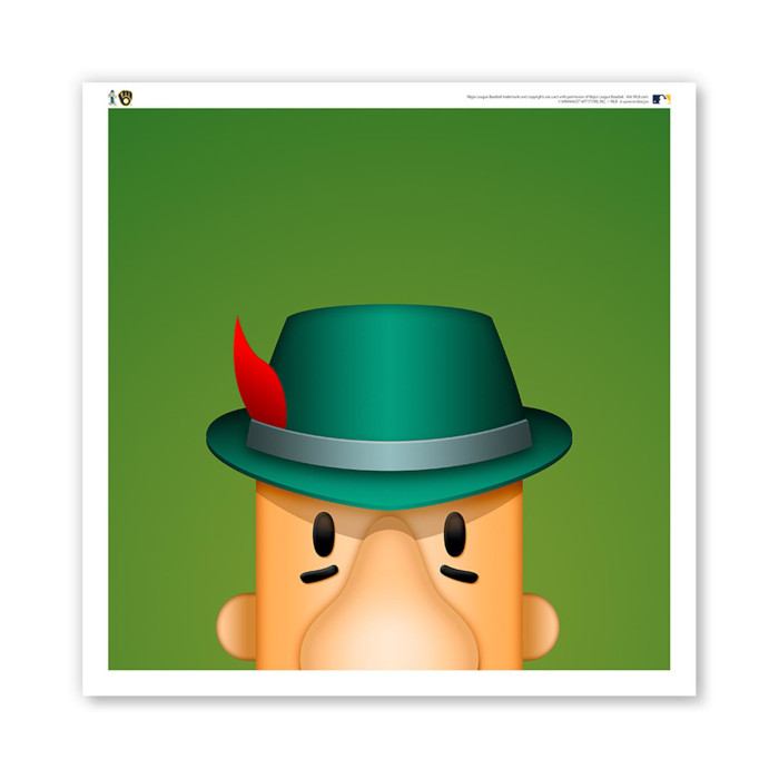 Milwaukee Brewers Bratwurst Minimalist MLB Mascots Collection 12 x 12 Fine Art Print by artist S. Preston