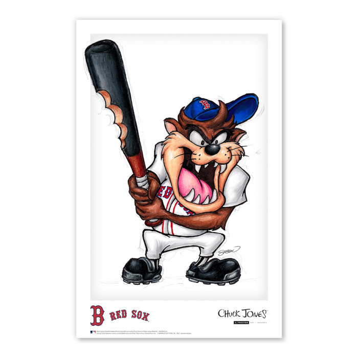 Boston Red Sox Taz on Deck Minimalist Looney Tunes Collection 11 x 17 Fine Art Print by artist S. Preston