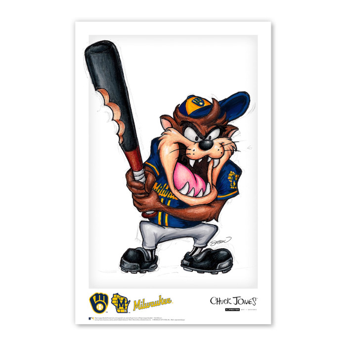 Milwaukee Brewers Taz on Deck Minimalist Looney Tunes Collection 11 x 17 Fine Art Print by artist S. Preston Milwaukee Brewers Taz on Deck Minimalist Looney Tunes Collection 11 x 17 Fine Art Print by artist S. Preston