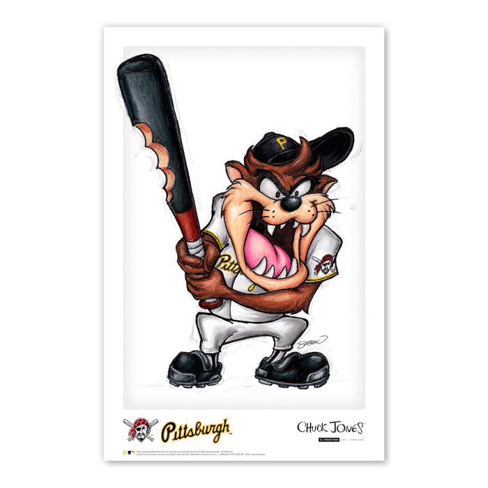 Pittsburgh Pirates Taz on Deck Minimalist Looney Tunes Collection 11 x 17 Fine Art Print by artist S. Preston