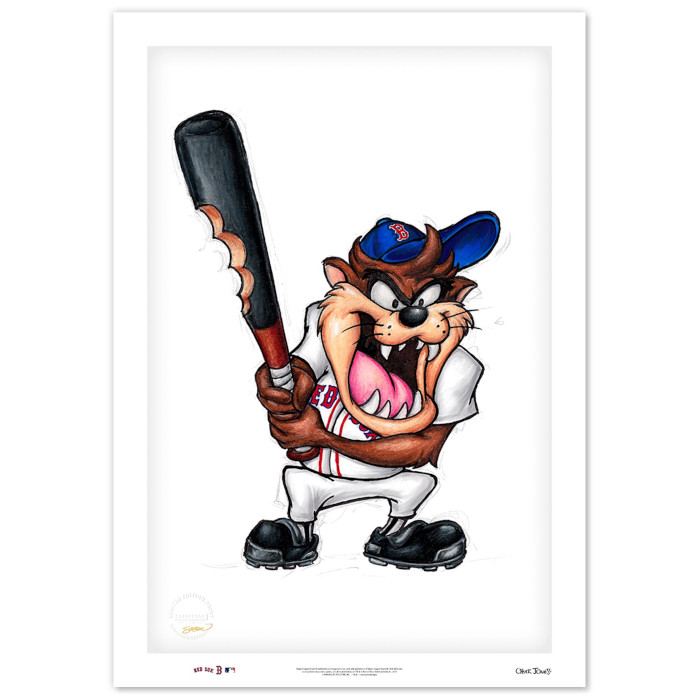 Boston Red Sox Taz on Deck Minimalist Looney Tunes Collection 14 x 20 Fine Art Print by artist S. Preston - Ltd Ed of 100