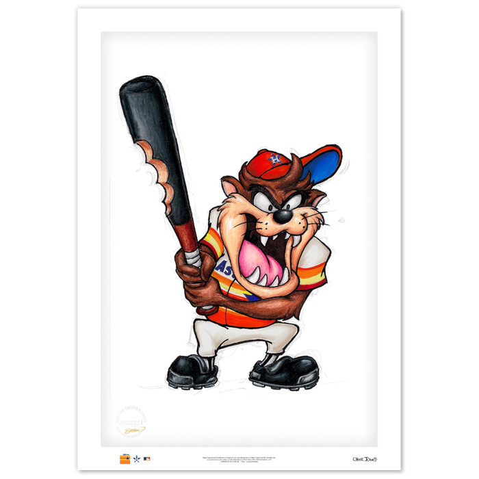 Houston Astros Taz on Deck Minimalist Looney Tunes Collection 14 x 20 Fine Art Print by artist S. Preston - Ltd Ed of 100