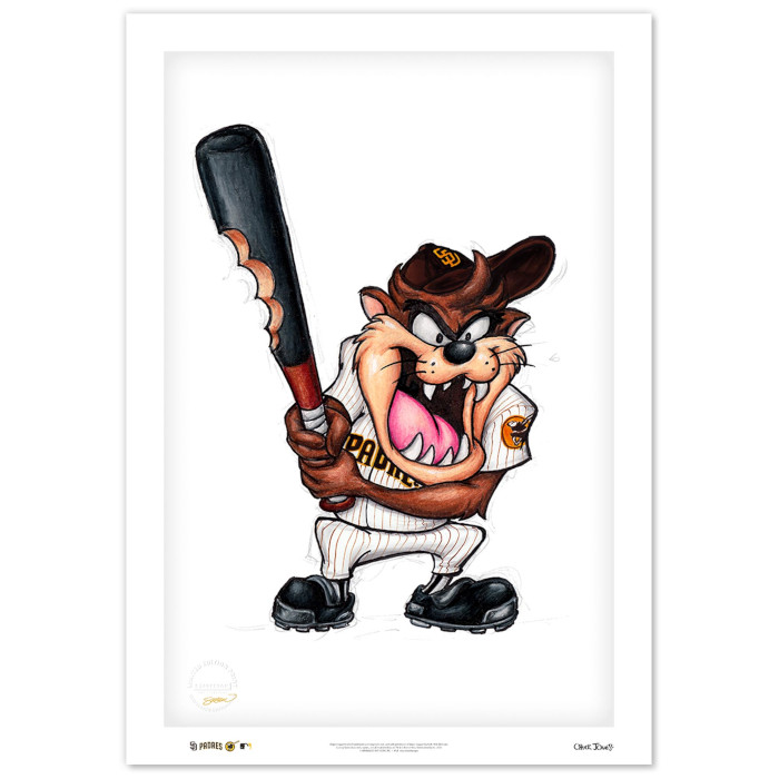 San Diego Padres Taz on Deck Minimalist Looney Tunes Collection 14 x 20 Fine Art Print by artist S. Preston - Ltd Ed of 100 San Diego Padres Taz on Deck Minimalist Looney Tunes Collection 14 x 20 Fine Art Print by artist S. Preston - Ltd Ed of 100