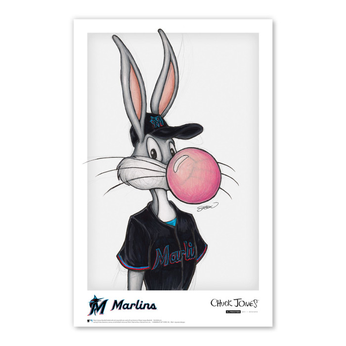 Miami Marlins Bubblegum Bugs Minimalist Looney Tunes Collection 11 x 17 Fine Art Print by artist S. Preston Miami Marlins Bubblegum Bugs Minimalist Looney Tunes Collection 11 x 17 Fine Art Print by artist S. Preston
