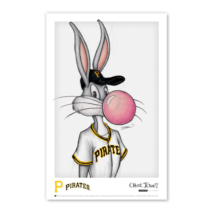 Pittsburgh Pirates Bubblegum Bugs Minimalist Looney Tunes Collection 11 x 17 Fine Art Print by artist S. Preston
