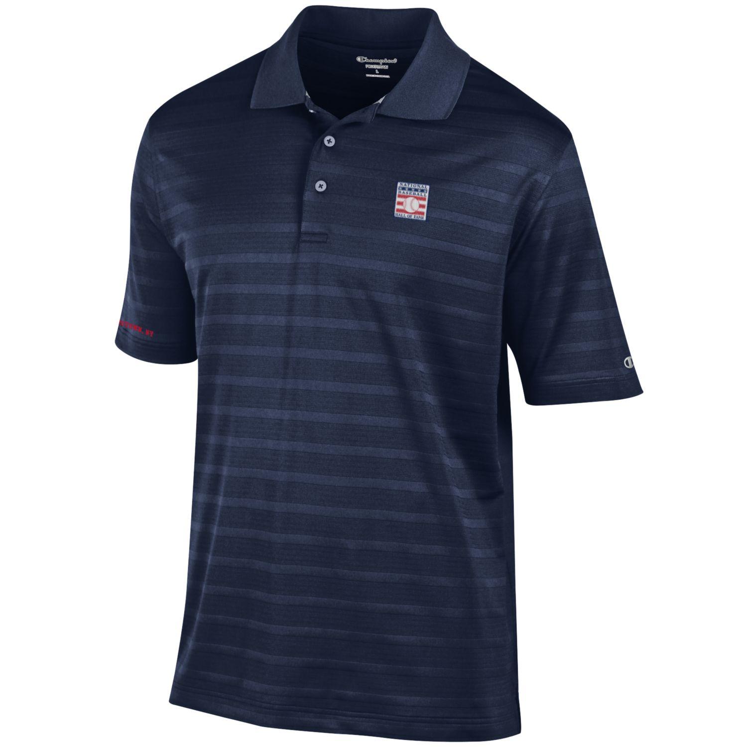 Men’s Champion Baseball Hall of Fame Navy Textured Polo