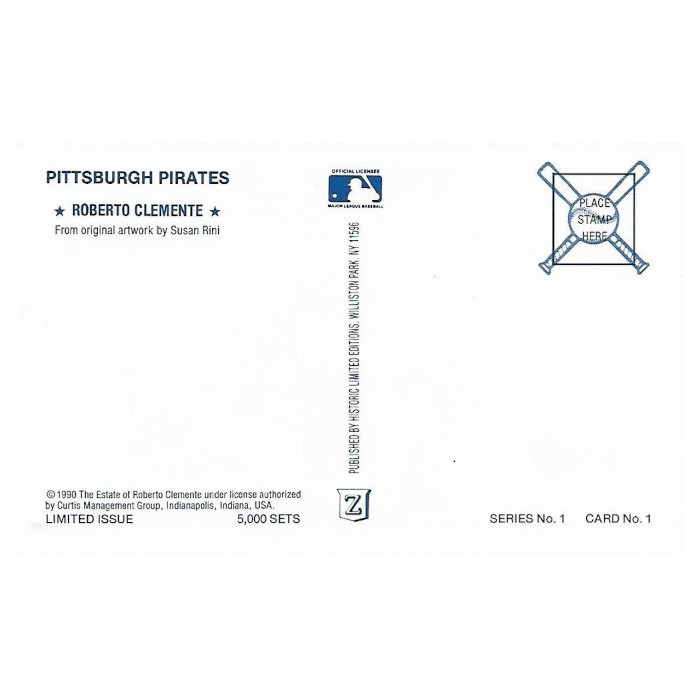 Historic Limited Editions 1990 Roberto Clemente Postcard Set of 12