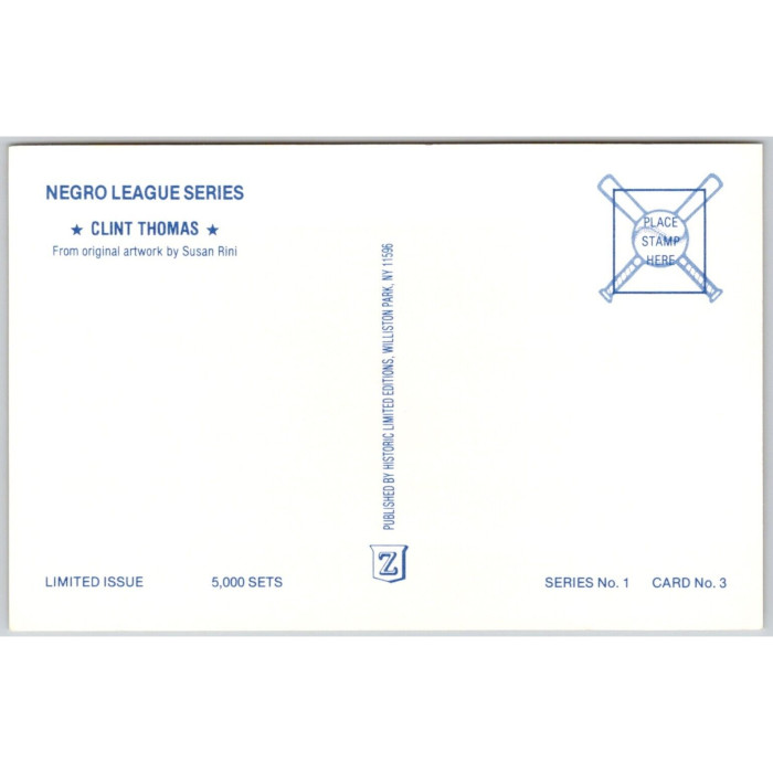 Clint Thomas Historic Limited Editions Hilldale Giants 1989 Negro League Postcard # 3