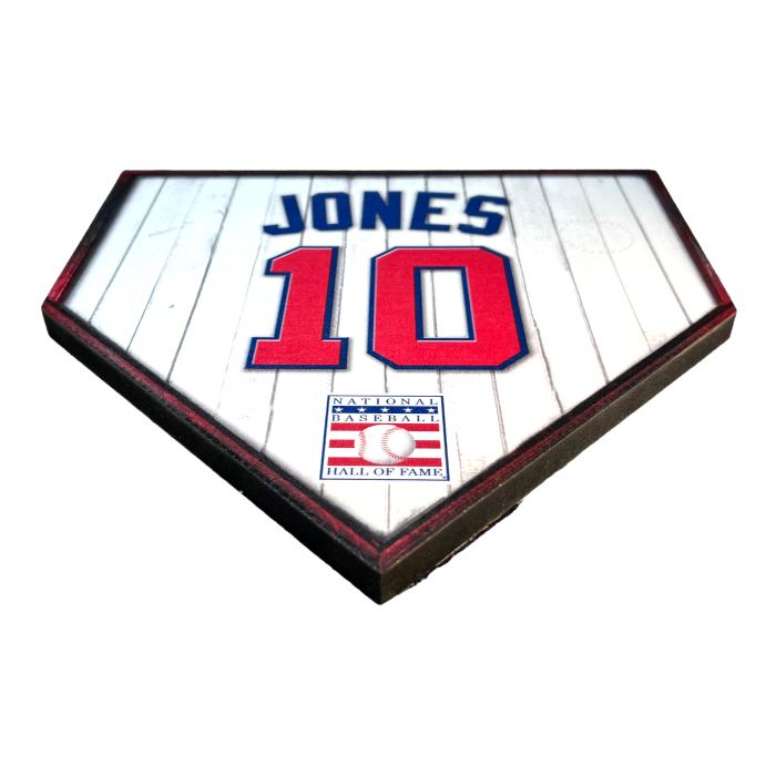 Chipper Jones 10" x 10" MDF Wooden Jersey Home Plate Chipper Jones 10" x 10" MDF Wooden Jersey Home Plate