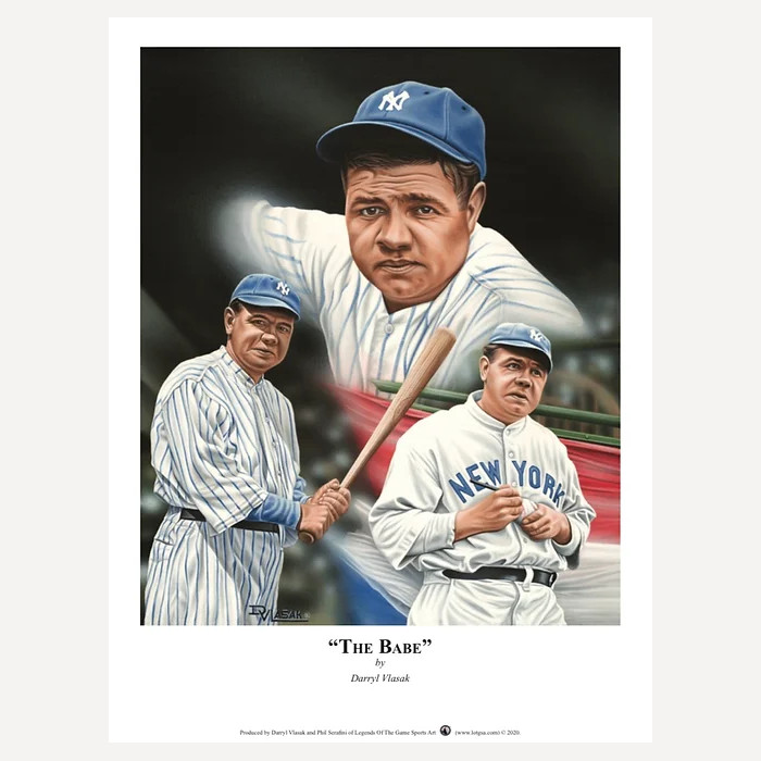 Babe Ruth 18 x 24 Limited Edition Lithograph by Artist Darryl Vlasak - Ltd Ed of 342 Babe Ruth 18 x 24 Limited Edition Lithograph by Artist Darryl Vlasak - Ltd Ed of 342